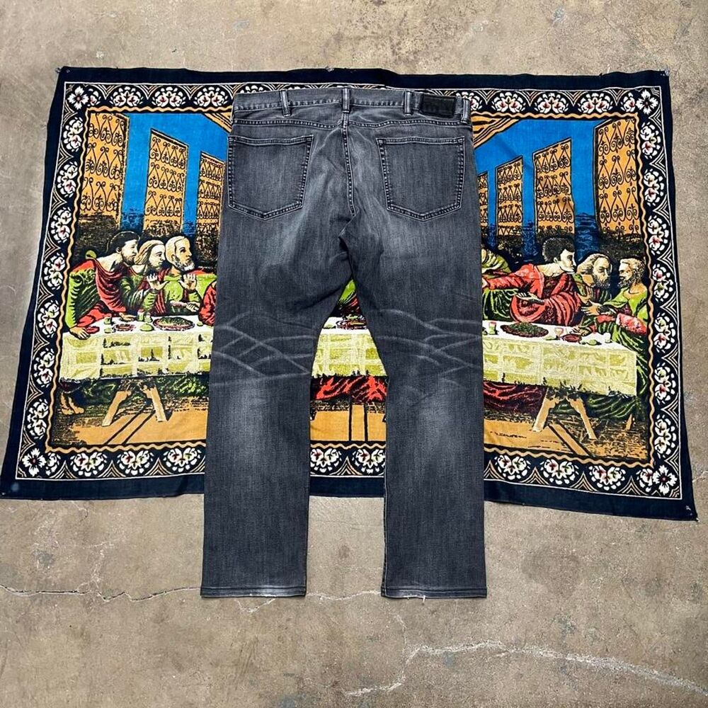 Grey polo Ralph Lauren jeans Size 38x32 Varick slim straight fit Whiskers fade